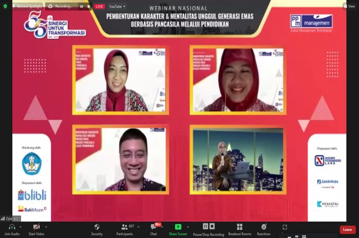 Peduli Negeri, PPM Manajemen Gelar Webinar Nasional: Pembentukan Karakter dan Mentalitas Unggul Generasi Emas Indonesia